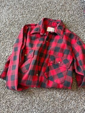 Red & Black Buffalo Plaid Button-Up Shirt Jacket